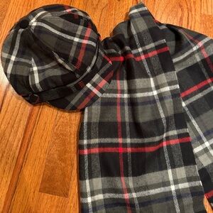 Plaid Scarf and Hat Set